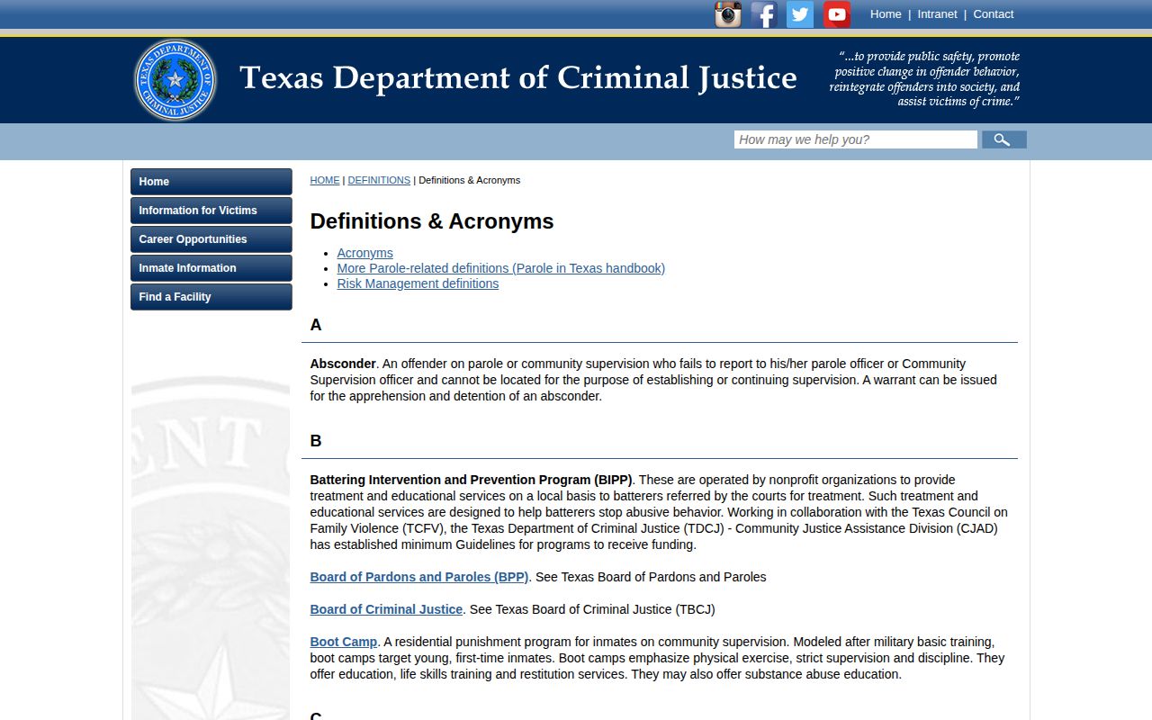 TDCJ projected release date definition for Zapata County state prisoners